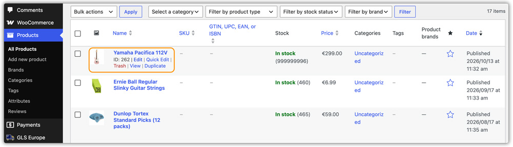 woocommerce products
