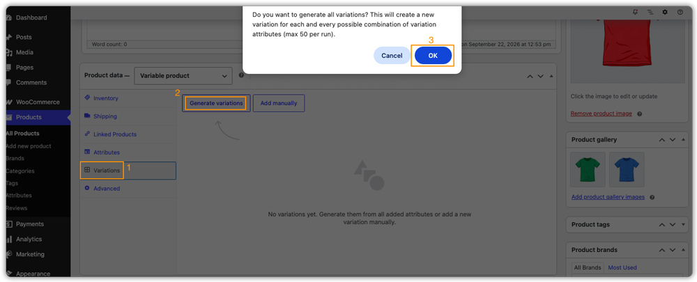 generate variations confirmation